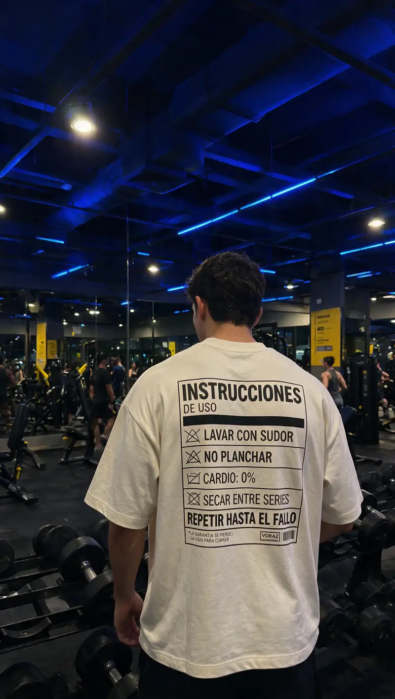 Espalda de la camiseta Instrucciones de Uso hueso en el gimnasio